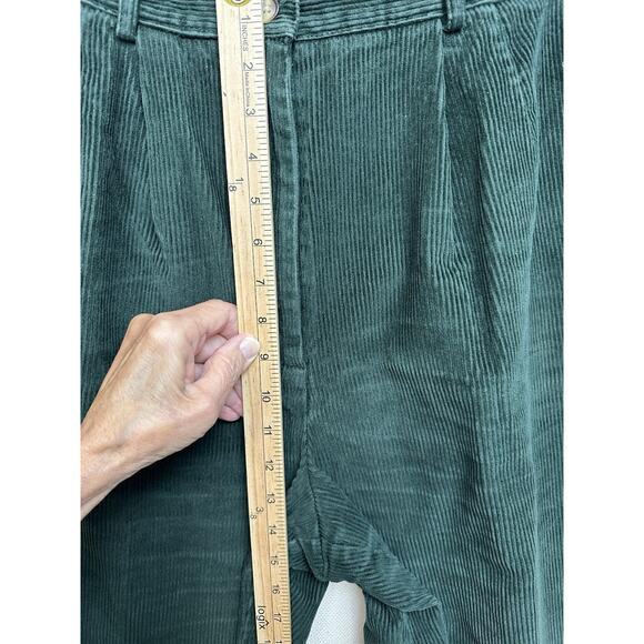 Talbots Women’s Corduroy Pants Sz 16 Green Pleated Front Tapered Legs - Picture 9 of 11